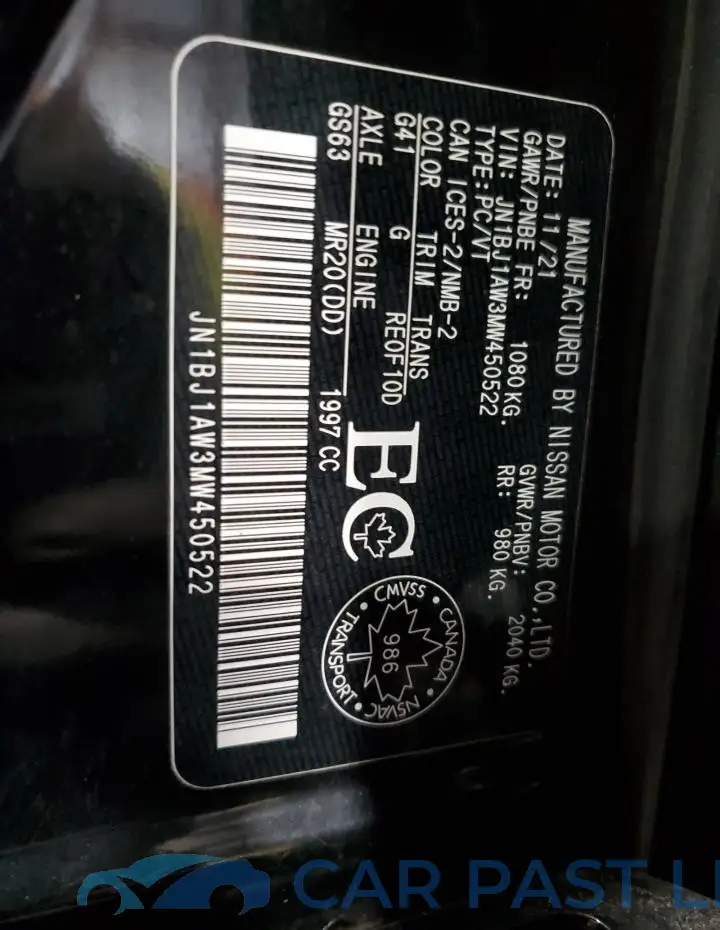 JN1BJ1AW3MW450522# 14