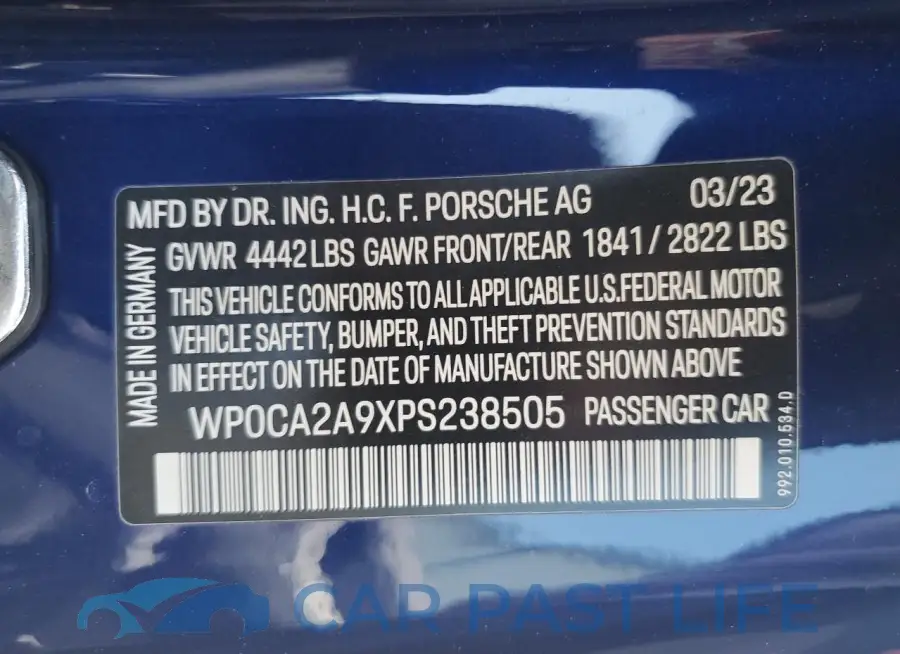 WP0CA2A9XPS238505# 12