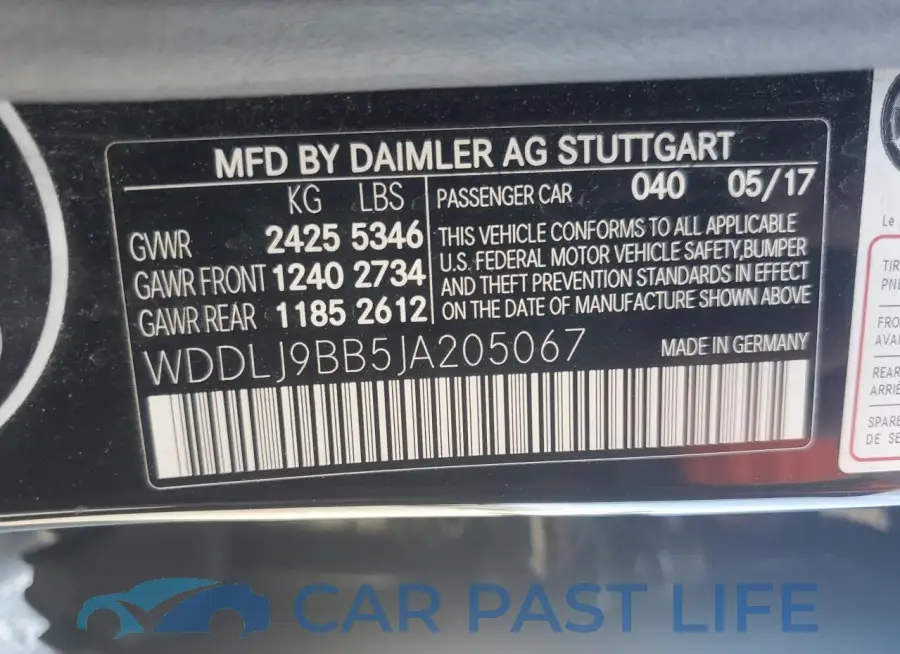 WDDLJ9BB5JA205067# 12