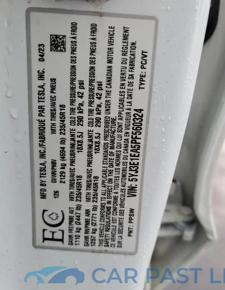 5YJ3E1EA5PF560324# 14