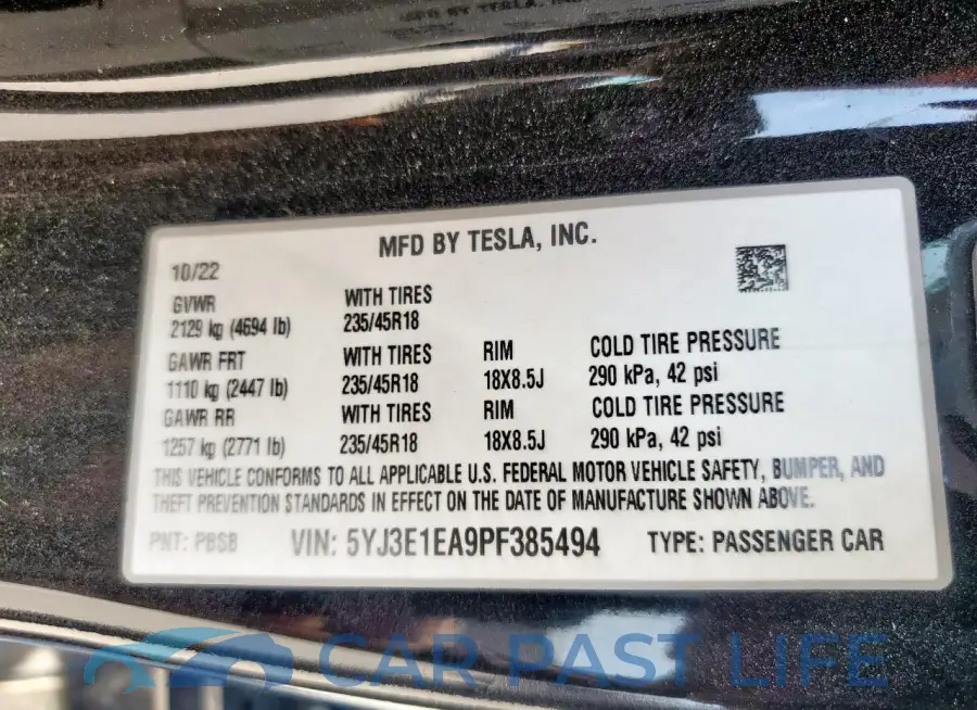 5YJ3E1EA9PF385494# 13