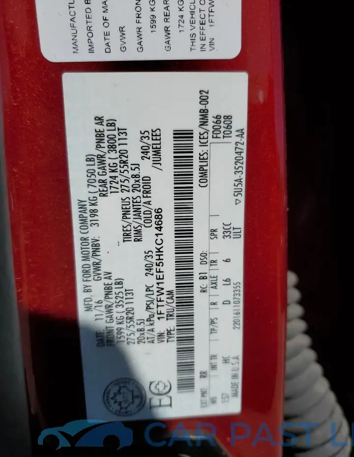 1FTFW1EF5HKC14686# 12
