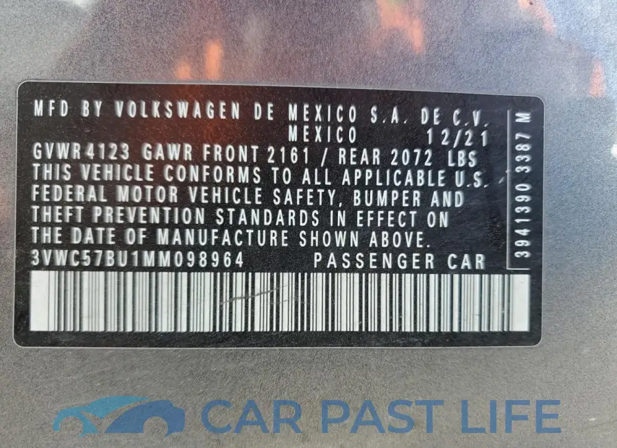 3VWC57BU1MM098964# 12