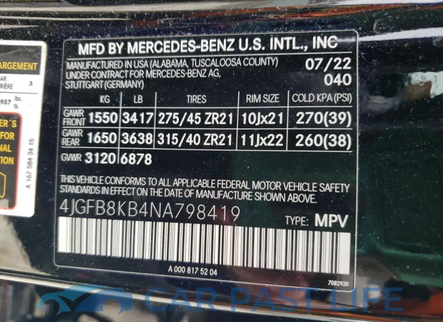 4JGFB8KB4NA798419# 13