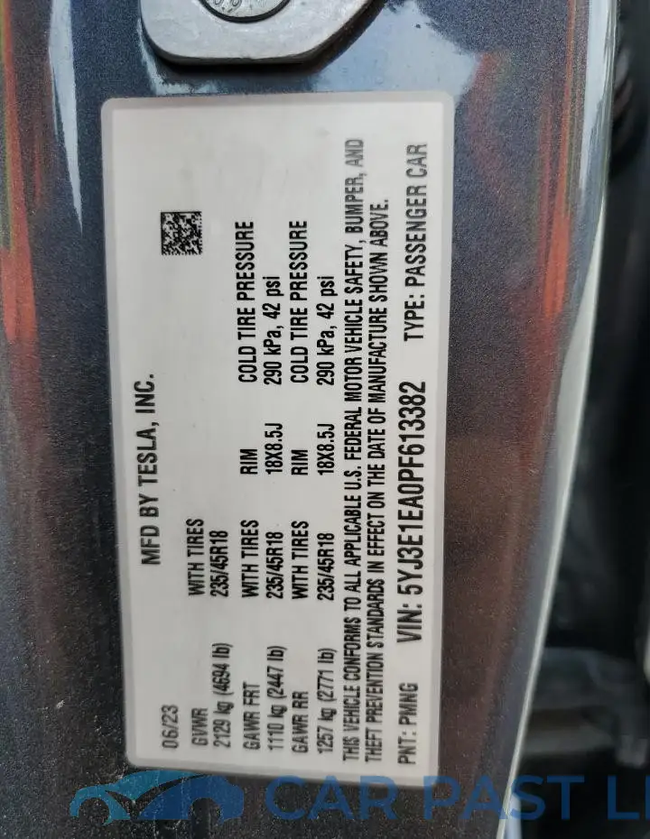 5YJ3E1EA0PF613382# 12