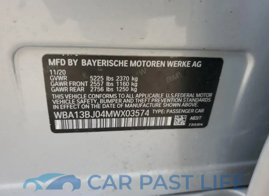 WBA13BJ04MWX03574# 12