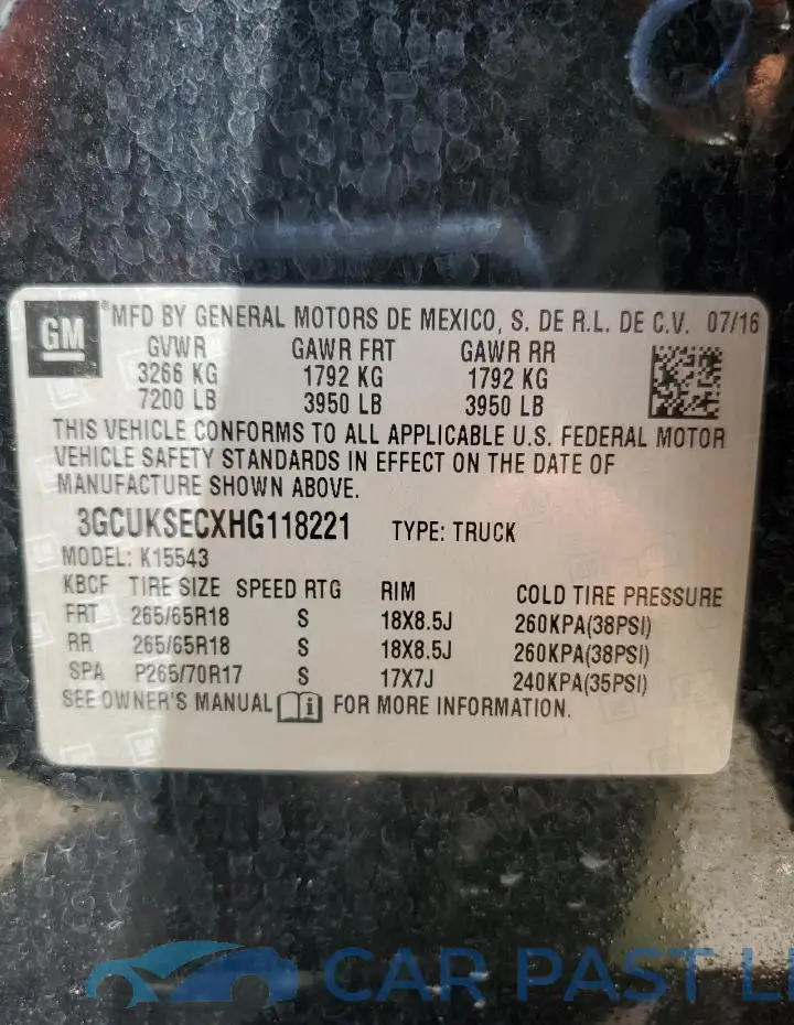 3GCUKSECXHG118221# 12