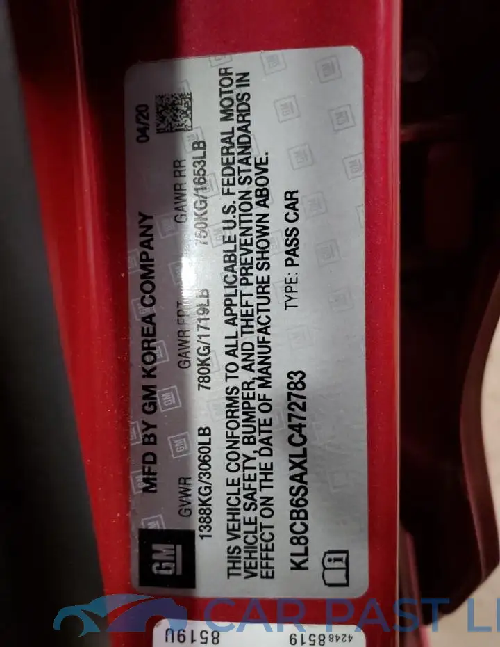 KL8CB6SAXLC472783# 13