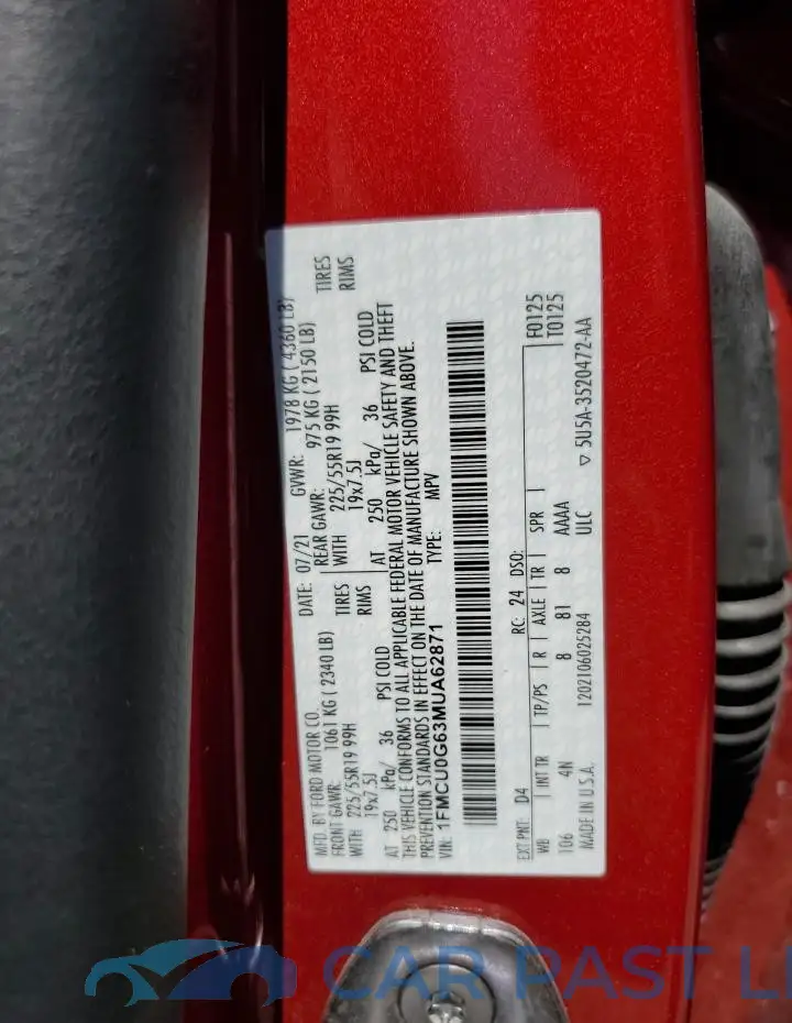1FMCU0G63MUA62871# 14