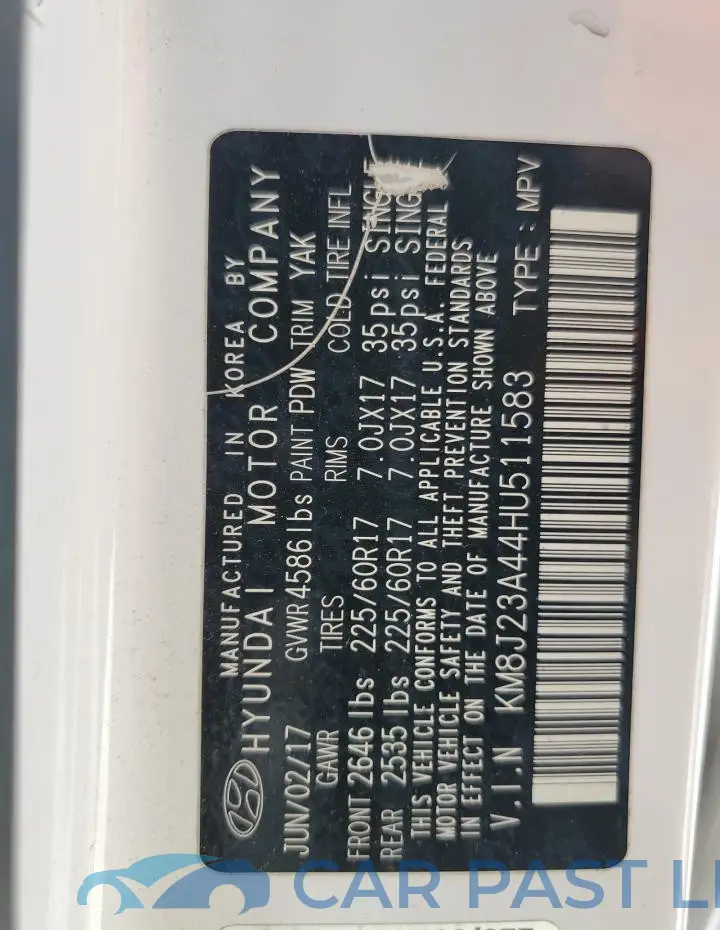 KM8J23A44HU511583# 13