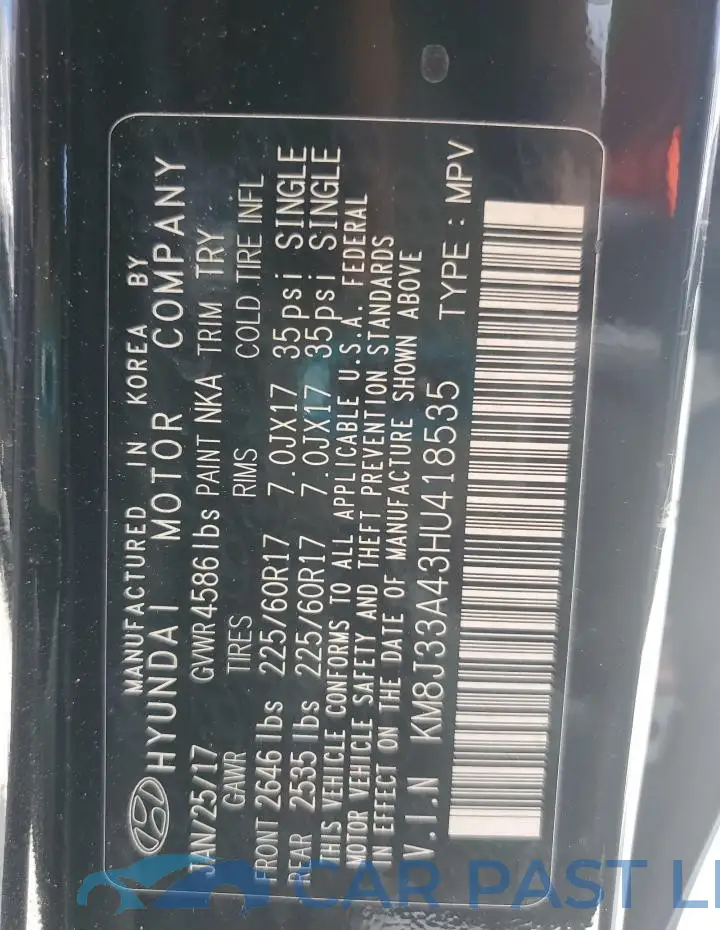 KM8J33A43HU418535# 12