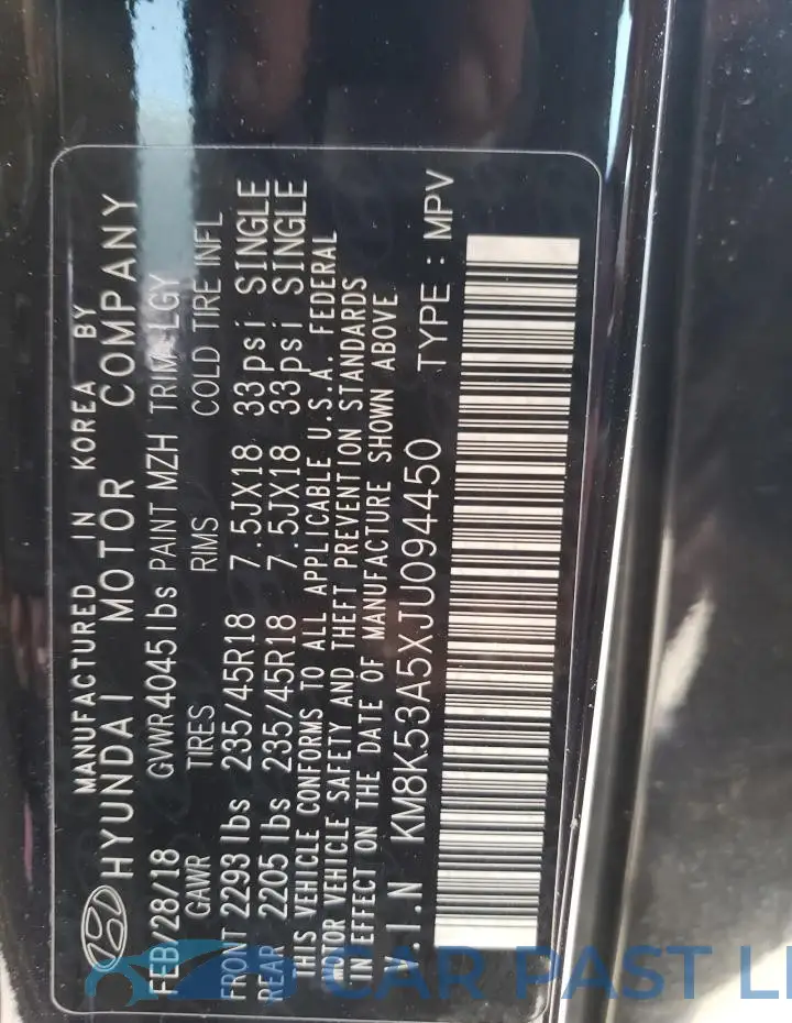 KM8K53A5XJU094450# 12