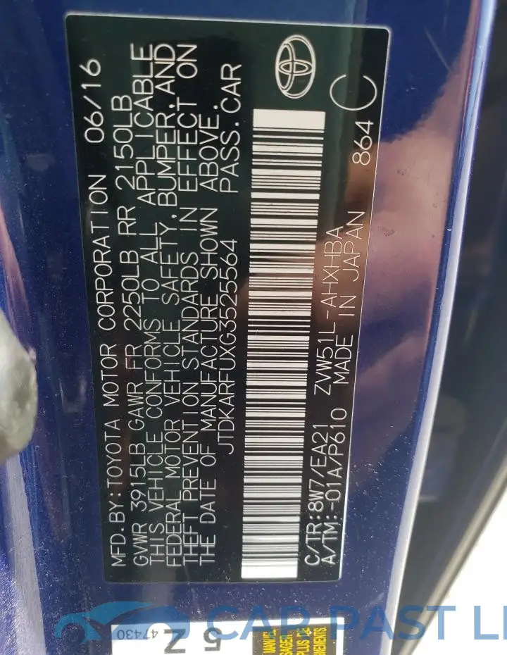 JTDKARFUXG3525564# 12