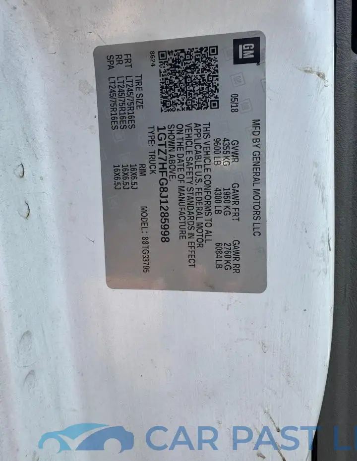 1GTZ7HFG8J1285998# 10