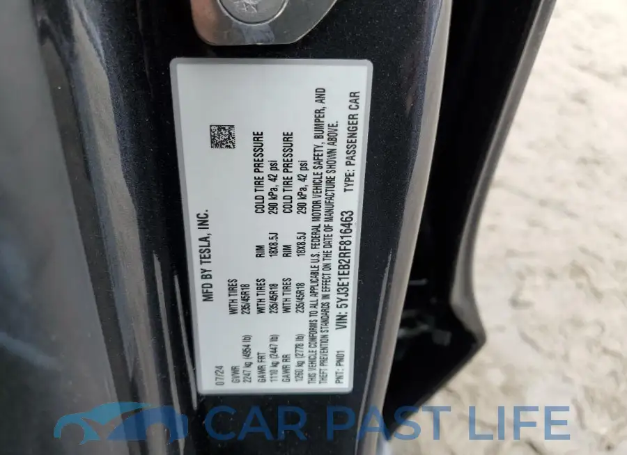 5YJ3E1EB2RF816463# 12