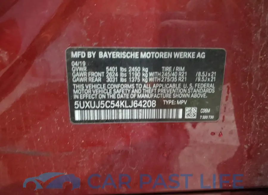 5UXUJ5C54KLJ64208# 14