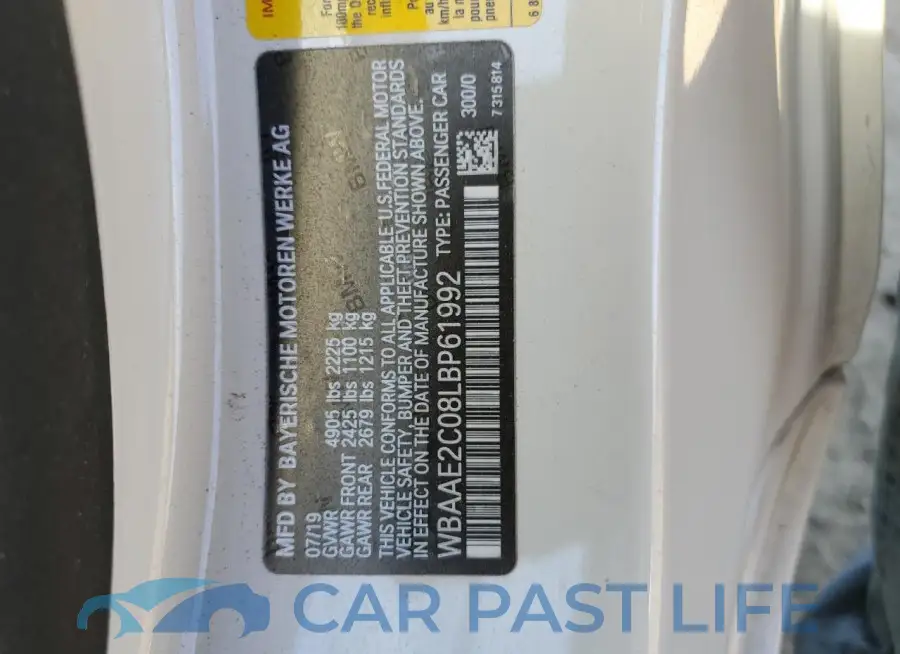 WBAAE2C08LBP61992# 13