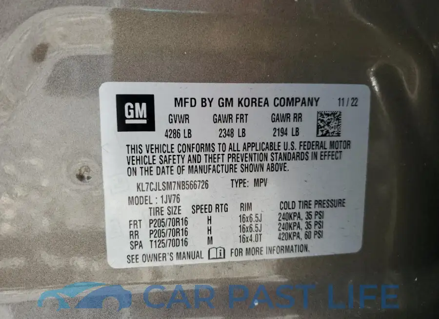 KL7CJLSM7NB566726# 13
