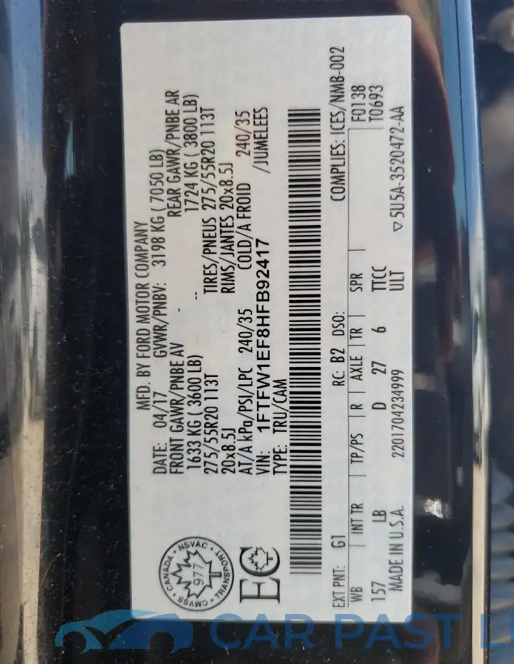 1FTFW1EF8HFB92417# 12