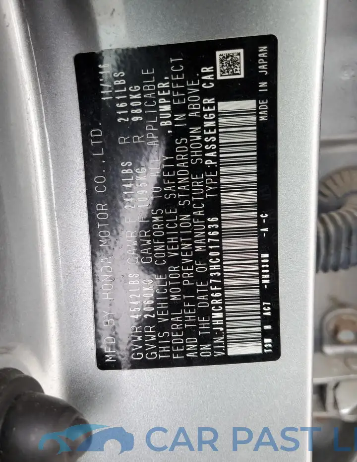 JHMCR6F73HC017636# 13
