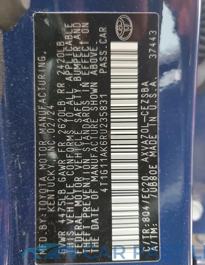 4T1G11AK6RU235831# 12