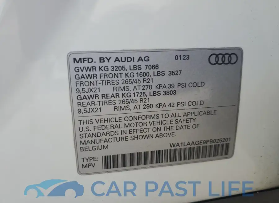 WA1LAAGE9PB025201# 13
