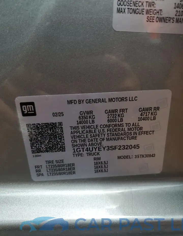 1GT4UYEY3SF232045# 13