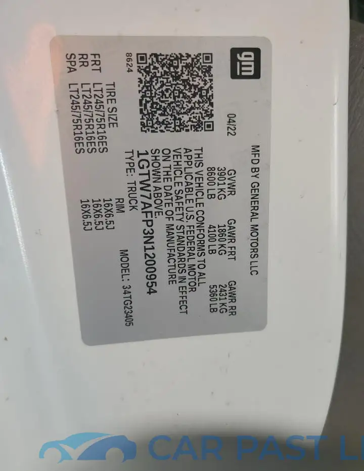 1GTW7AFP3N1200954# 13