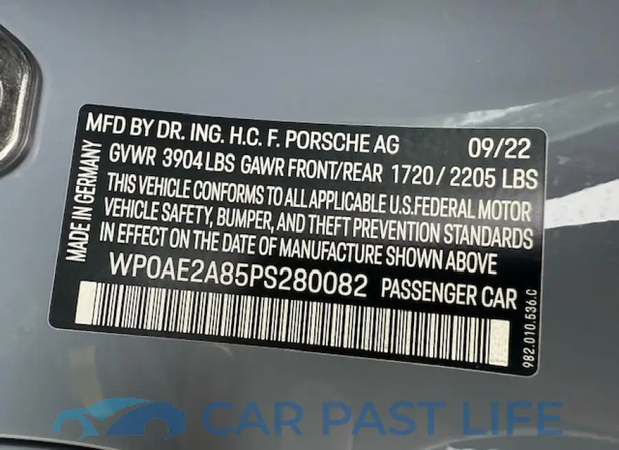WP0AE2A85PS280082# 10
