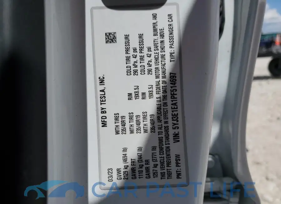 5YJ3E1EA1PF514697# 13