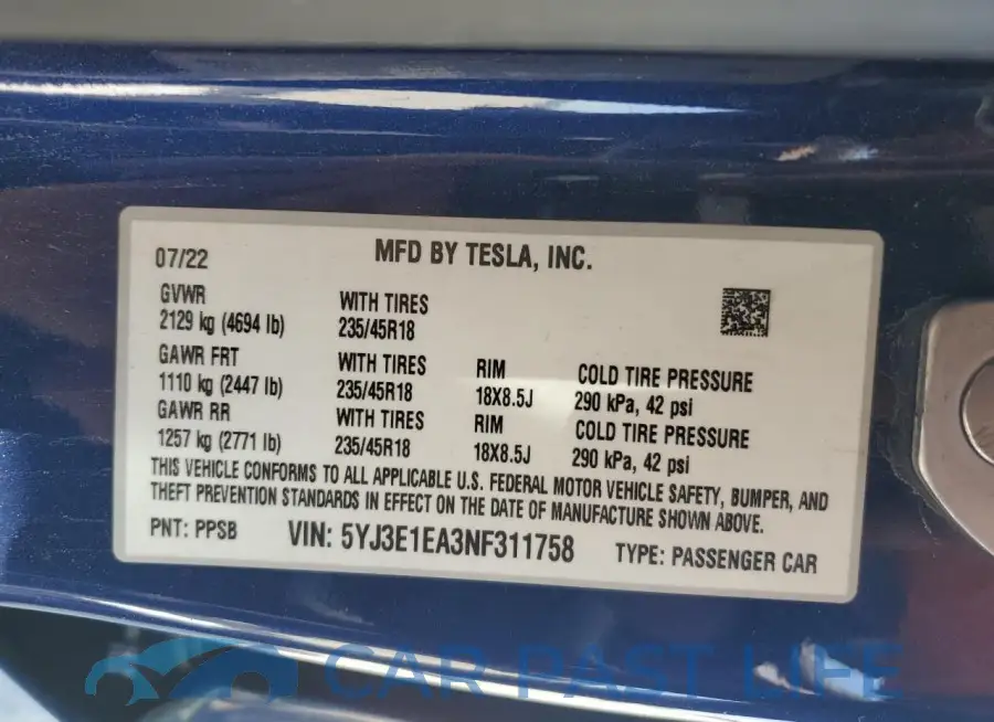 5YJ3E1EA3NF311758# 13