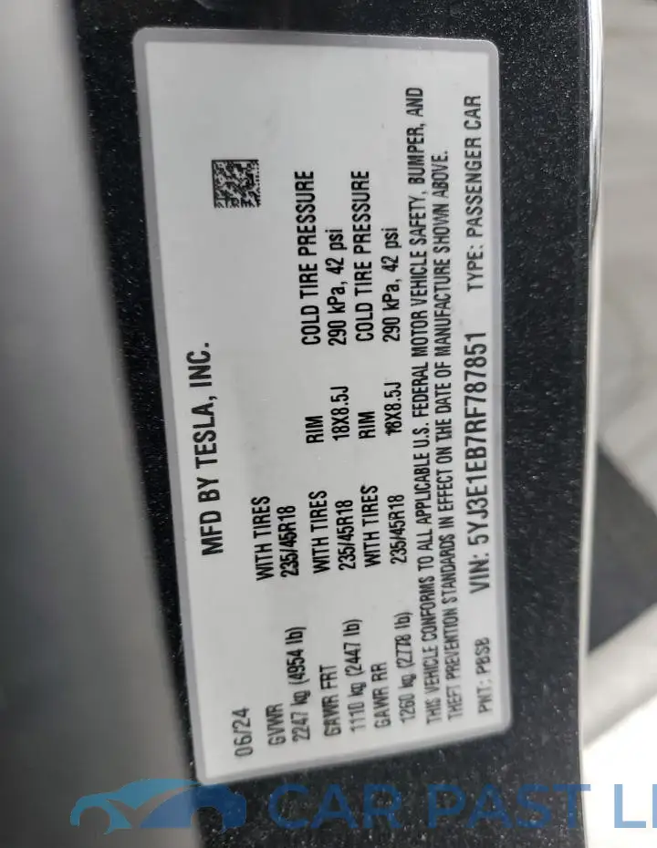 5YJ3E1EB7RF787851# 12