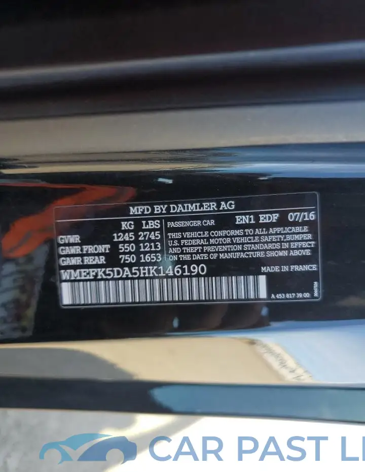 WMEFK5DA5HK146190# 12