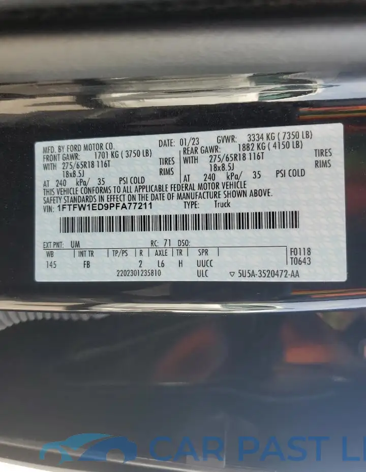 1FTFW1ED9PFA77211# 13