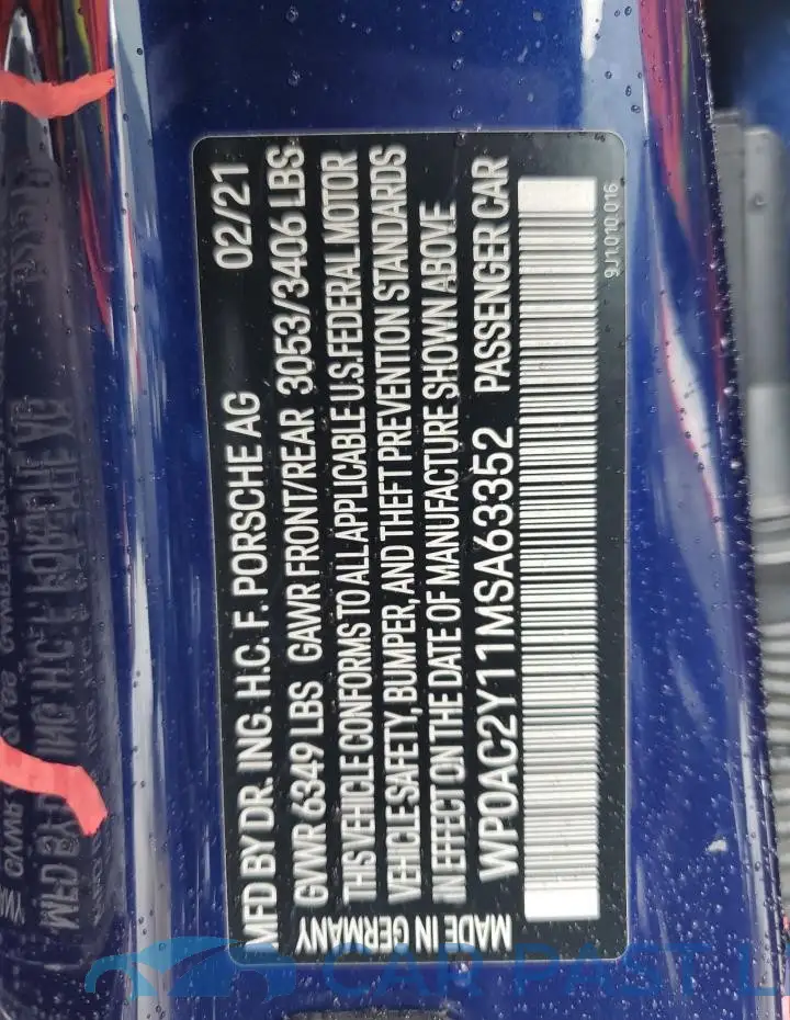 WP0AC2Y11MSA63352# 13