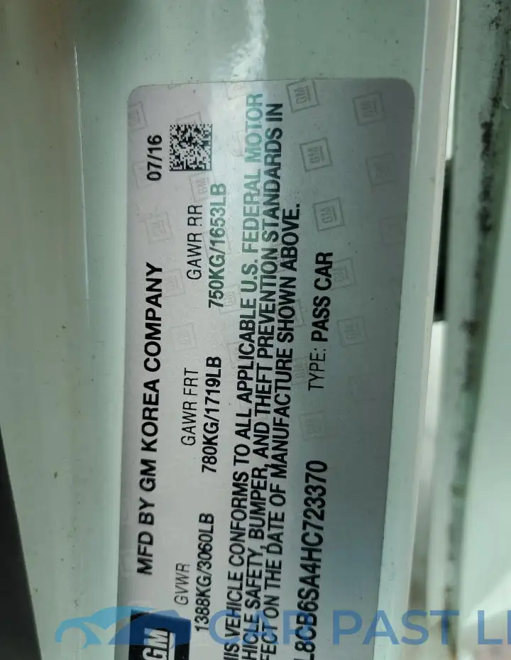 KL8CB6SA4HC723370# 13