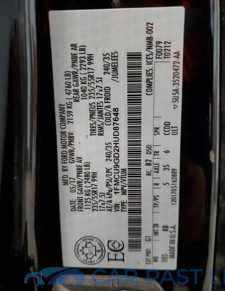 1FMCU9GD2HUD87648# 13
