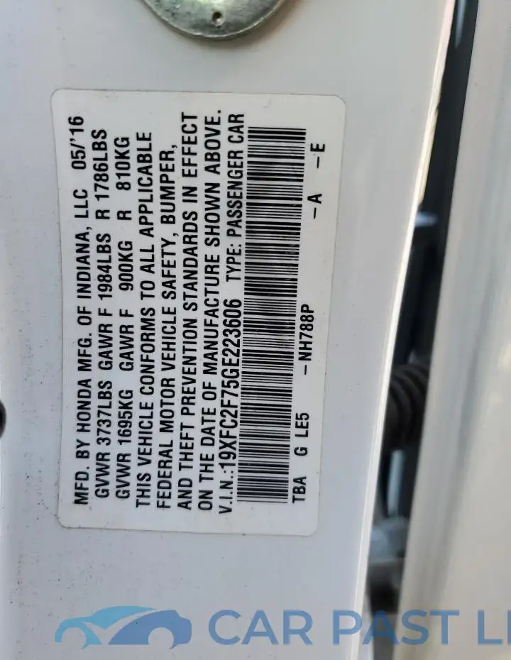 19XFC2F75GE223606# 12