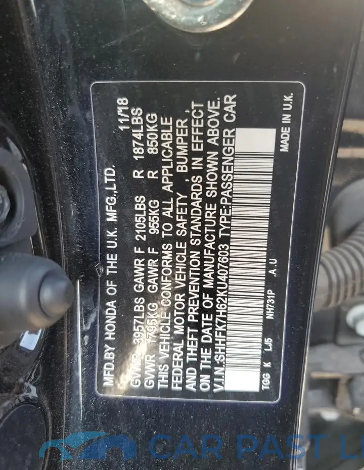 SHHFK7H62KU407603# 12