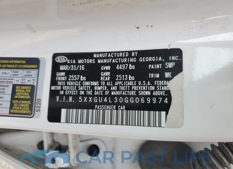 5XXGU4L30GG069974# 12