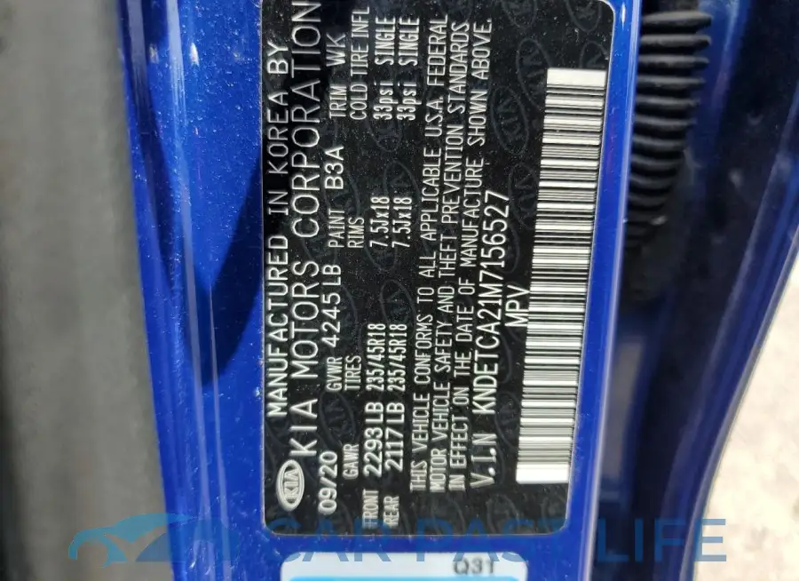 KNDETCA21M7156527# 14