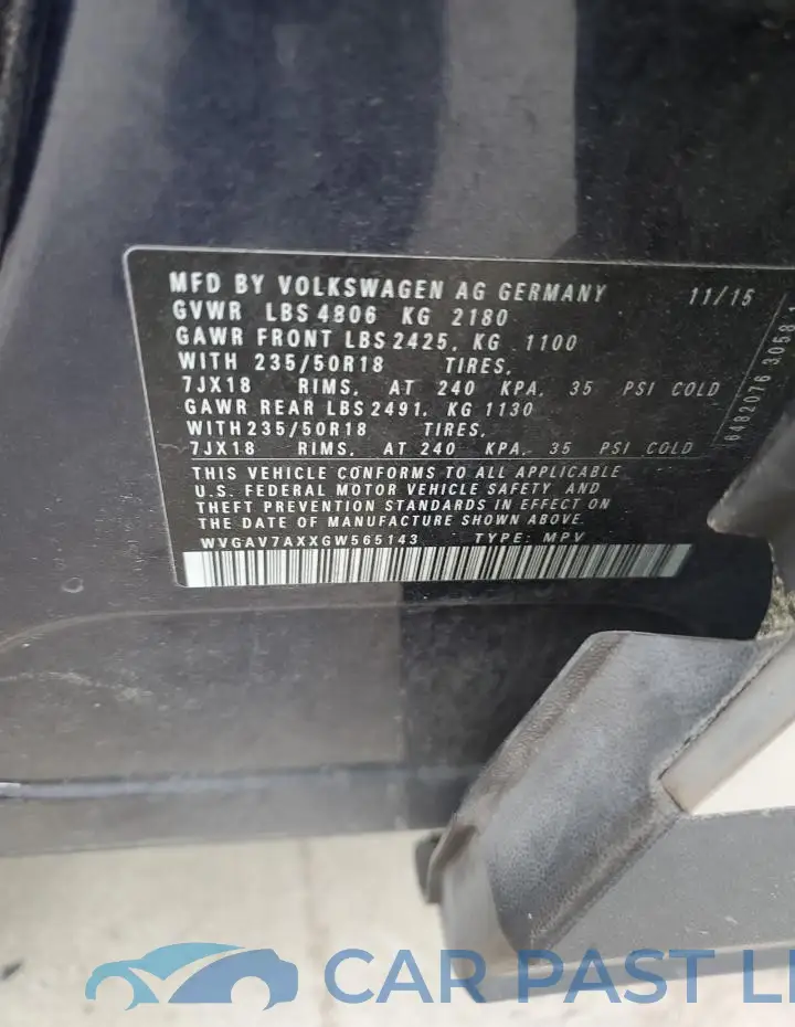 WVGAV7AXXGW565143# 12