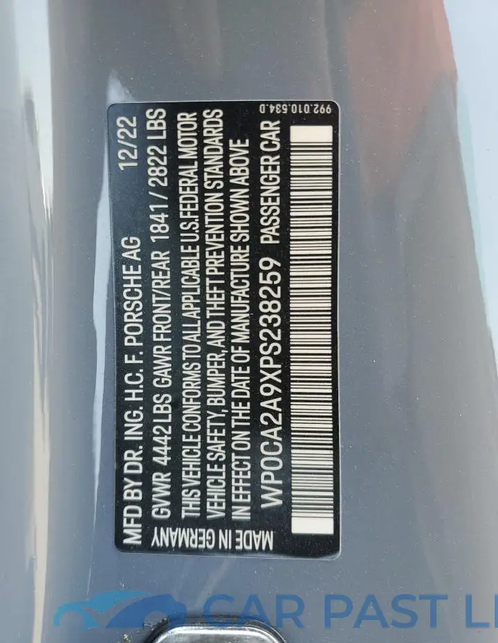 WP0CA2A9XPS238259# 12