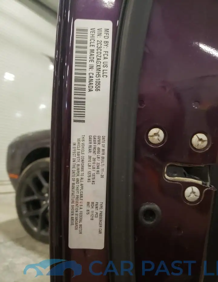 2C3CDZAGXMH510556# 12