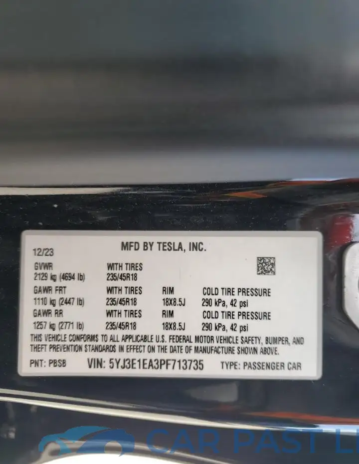 5YJ3E1EA3PF713735# 12