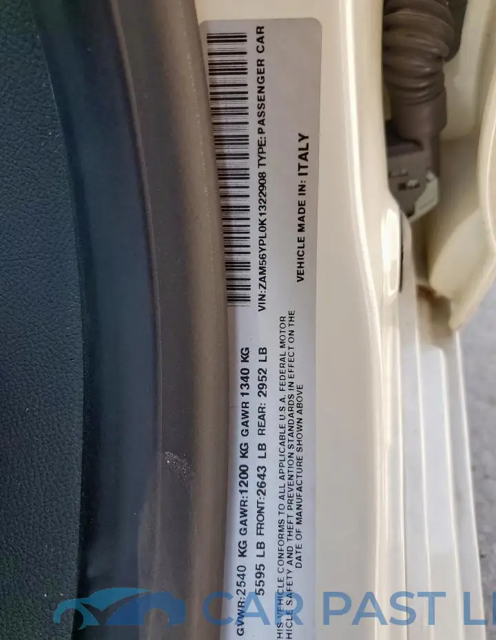 ZAM56YPL0K1322908# 12