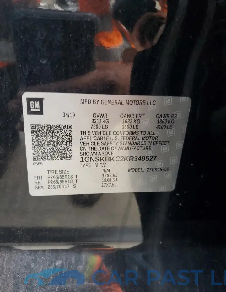 1GNSKBKC2KR349527# 13