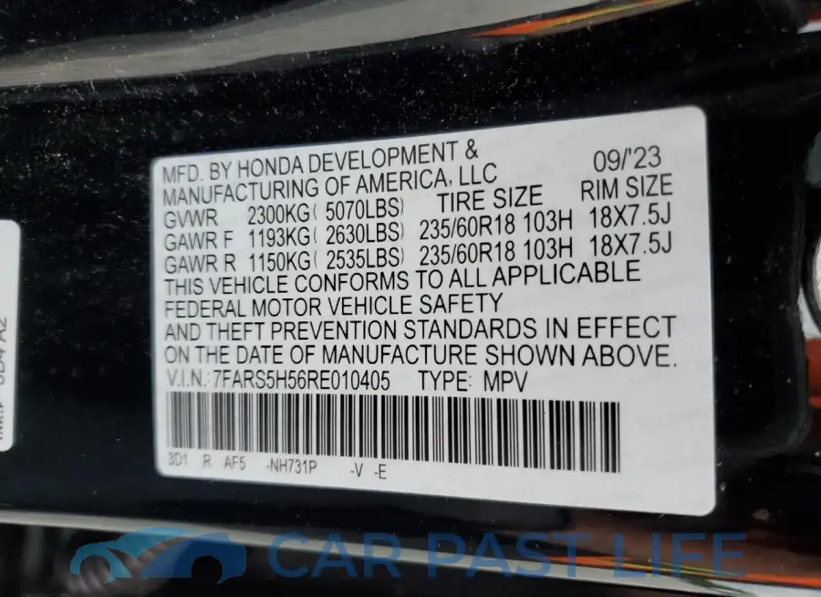 7FARS5H56RE010405# 13