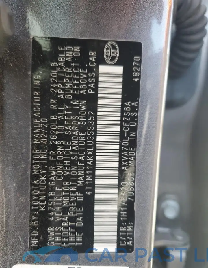 4T1M11AKXLU355352# 13