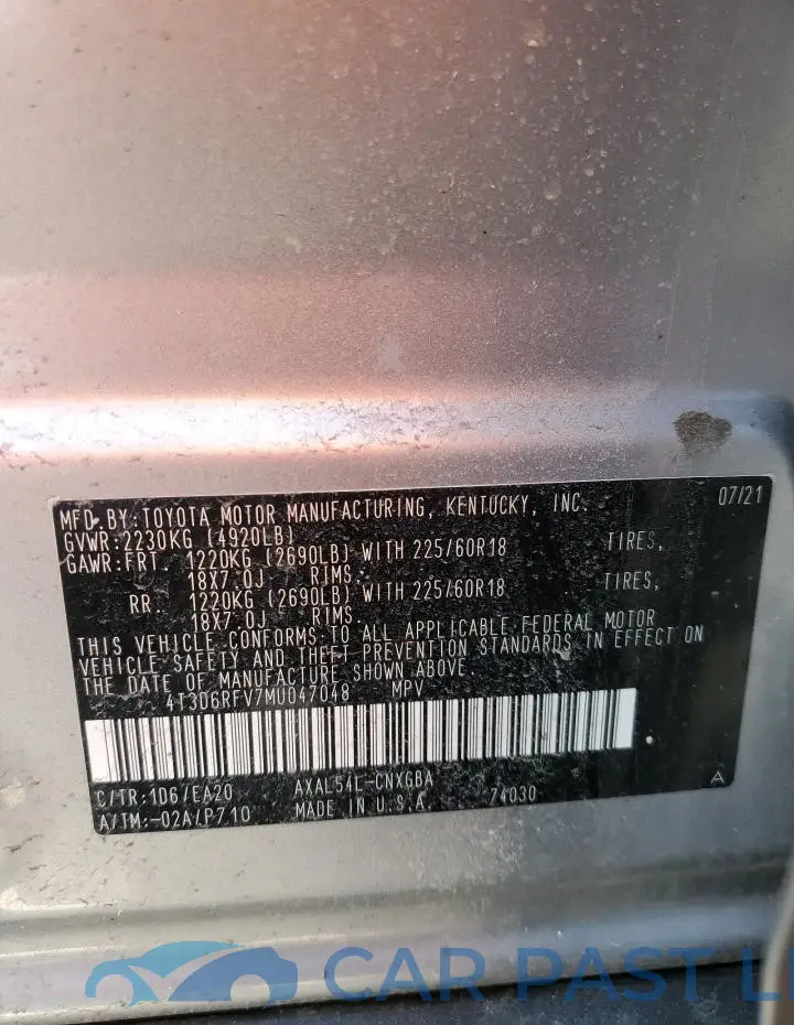 4T3D6RFV7MU047048# 13